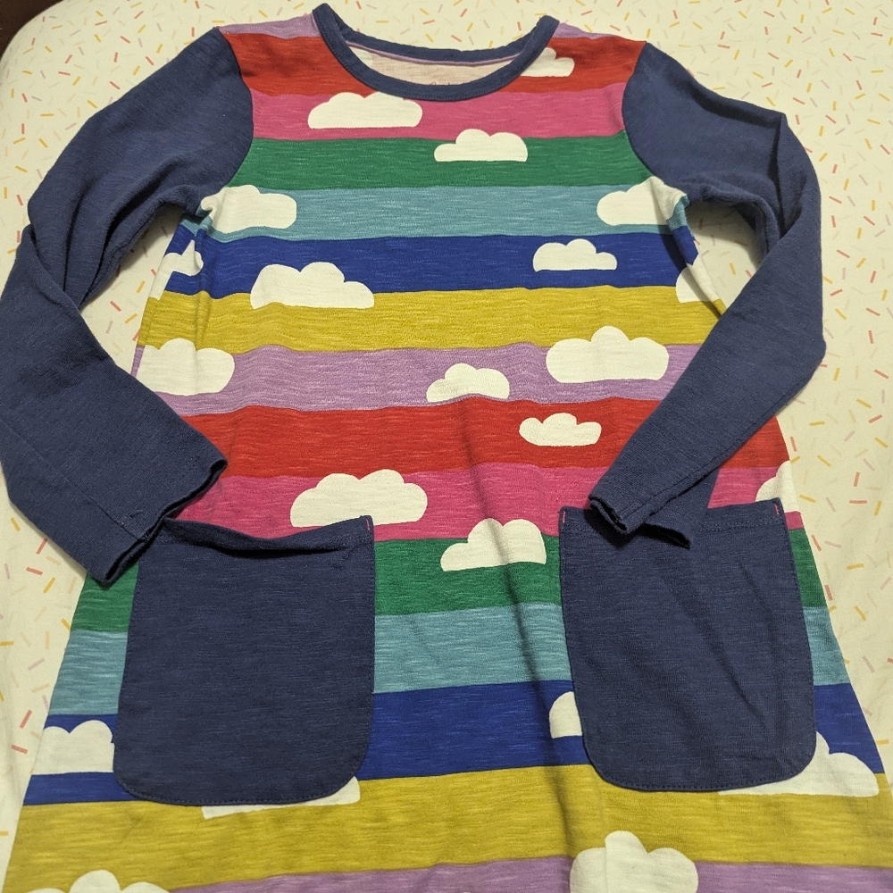 Mini Boden Multicolor Dress with Cloud Accents